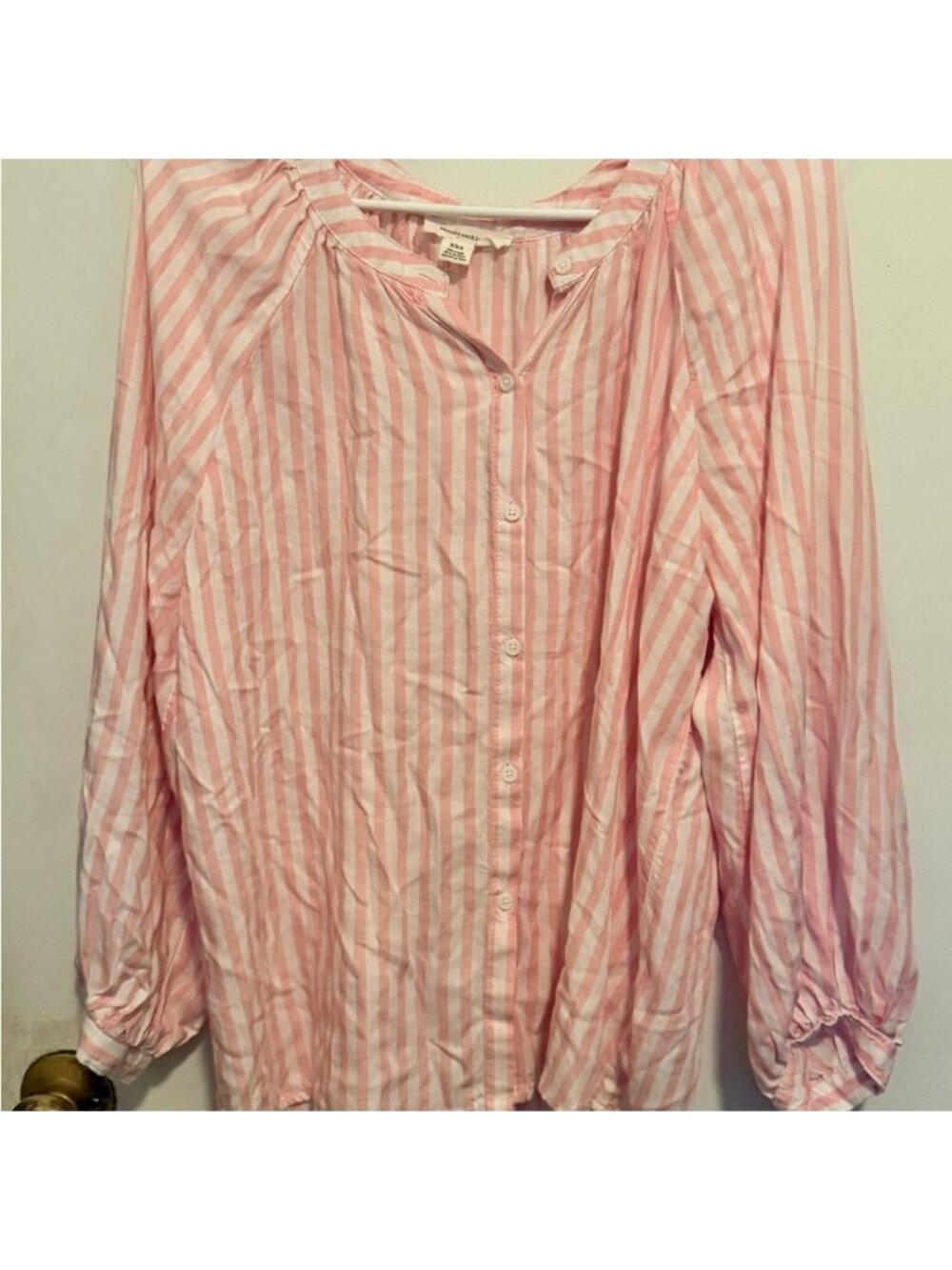 Beach Lunch Lounge Pink and White Striped Button-Front Shirt